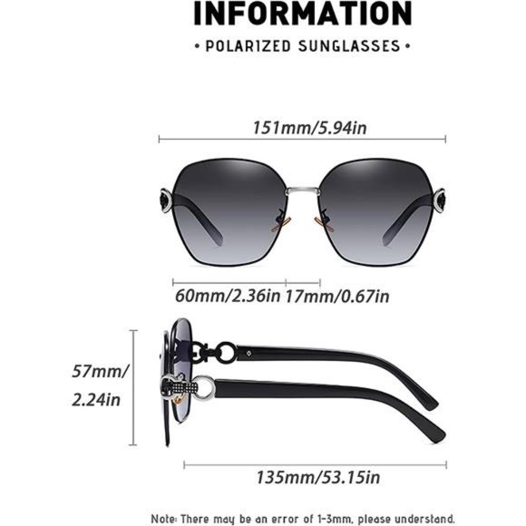 Sunglasses Women's Polarized Sunglasses Metal Frame Fashion Purple - Picture 6 of 6